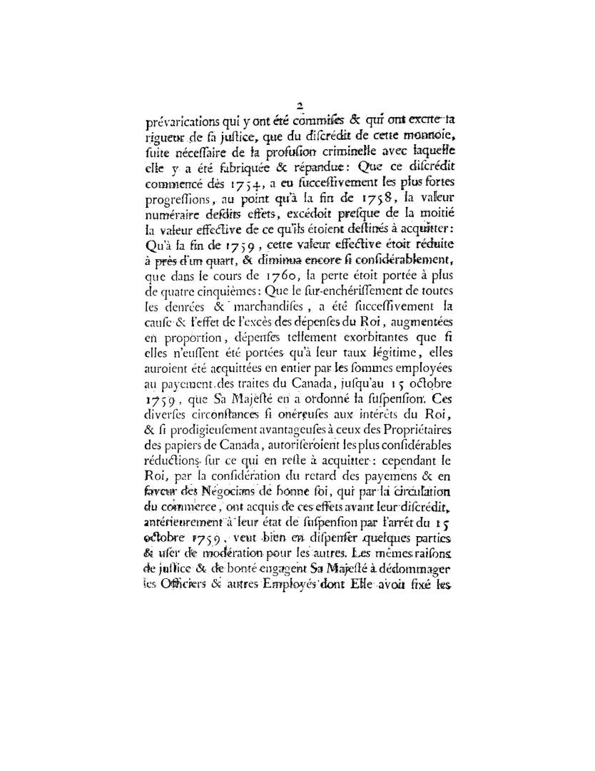 Arrest du Conseil d'état du roi, qui ordonne la liquidation des lettres de change & billets de monnoie du Canada, du 29 juin 1764