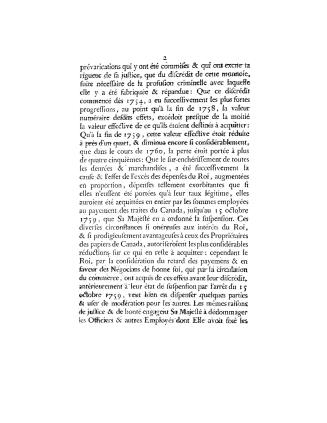 Arrest du Conseil d'état du roi, qui ordonne la liquidation des lettres de change & billets de monnoie du Canada, du 29 juin 1764