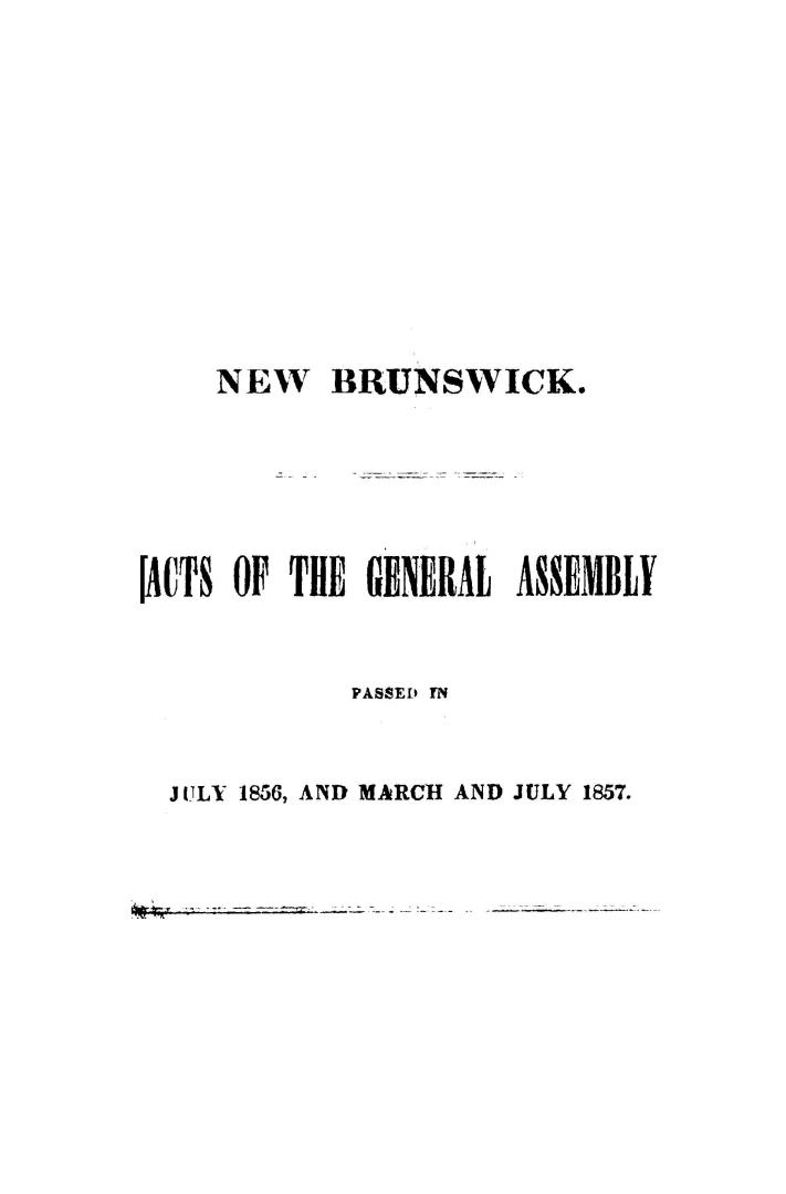 Acts of the General Assembly of His Majesty's province of New-Brunswick, passed in the year