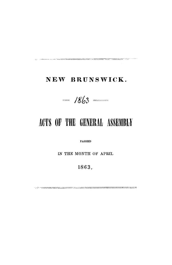 Acts of the General Assembly of His Majesty's province of New-Brunswick, passed in the year