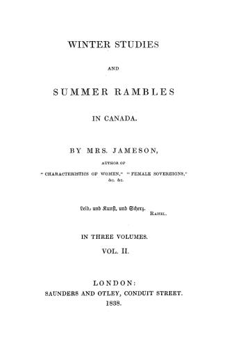 Winter studies and summer rambles in Canada