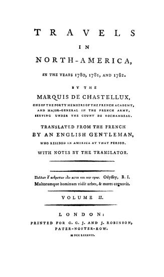 Travels in North America, in the years 1780, 1781 and 1782