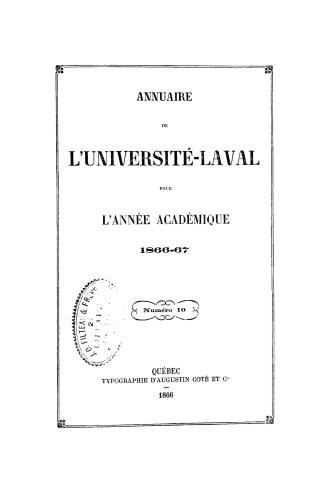 Annuaire de l'Université-Laval pour l'année académique