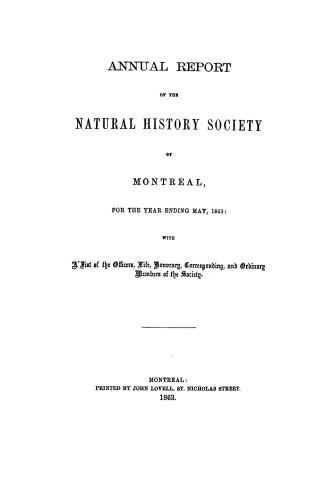 Annual report of the Natural History Society of Montreal for the year ending