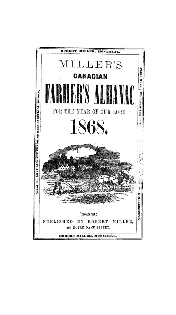 R. & A. Miller's Canadian farmer's almanac