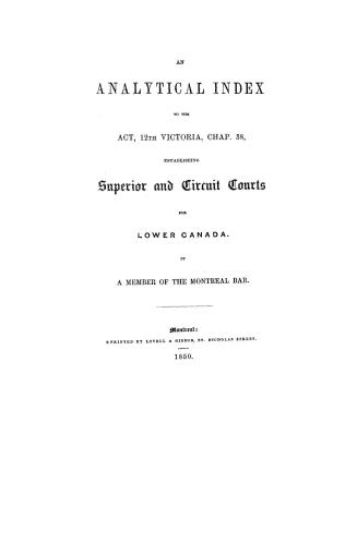 An analytical index to the act, 12th Victoria, Chap