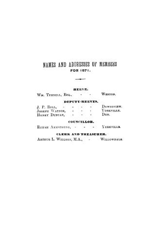 Minutes of the Municipal Council of the Township of York, and treasurer's accounts for the year 1870