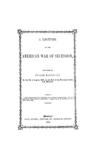 A lecture on the American war of secession