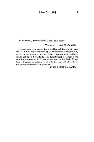 Message from the President of the United States, transmitting the correspondence between this Government and that of Great Britain, on the subject of (...)