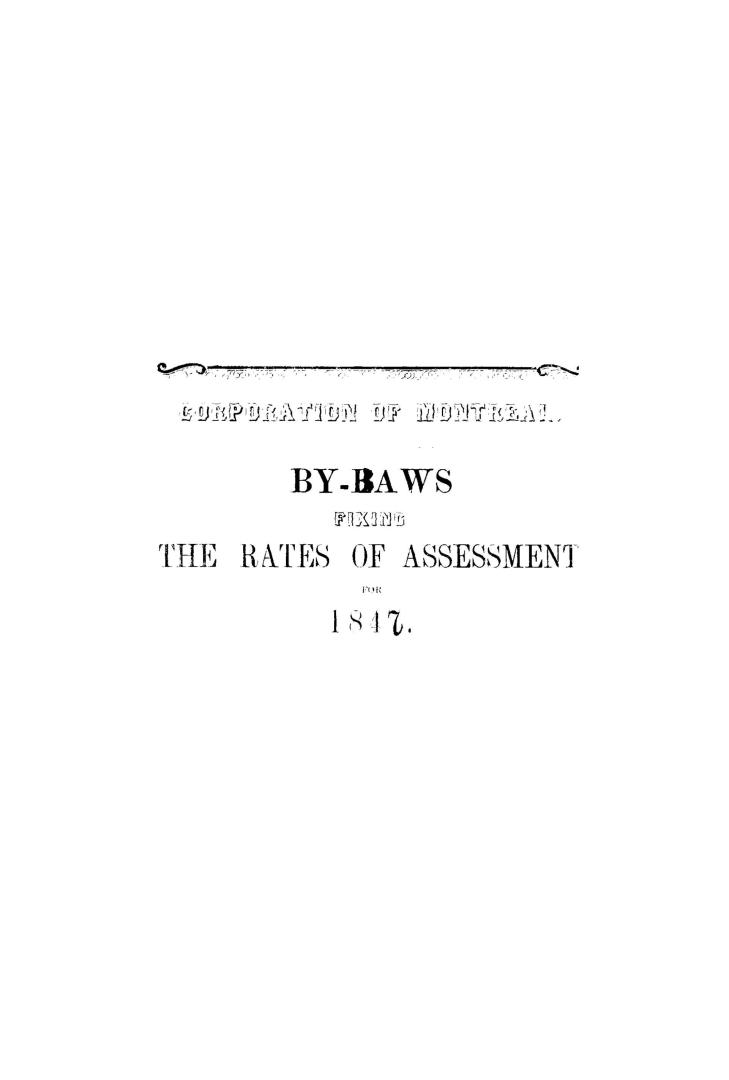 By-laws fixing the rates of assessment for 1847