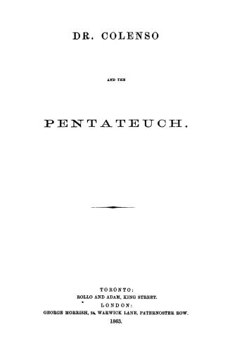 Dr. Colenso and the Pentateuch