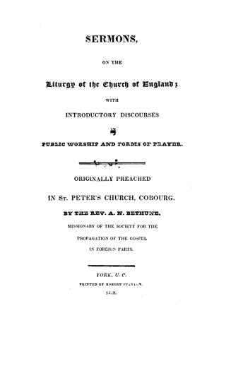 Sermons on the liturgy of the Church of England,