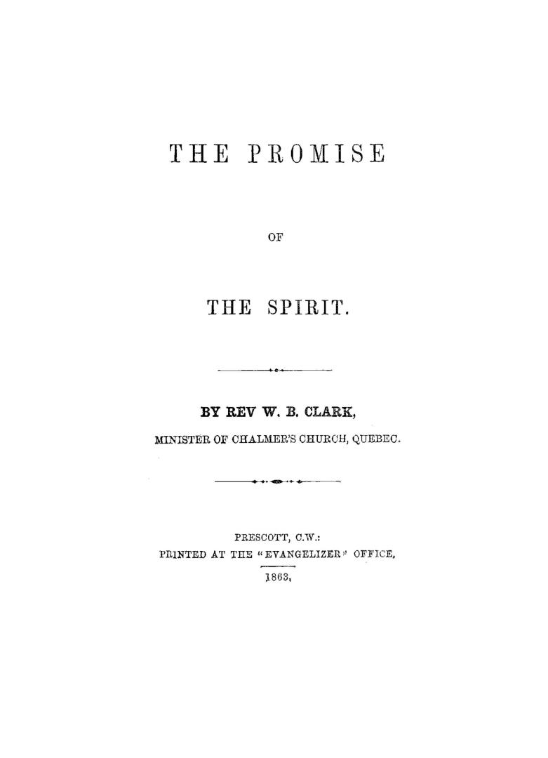 The promise of the spirit