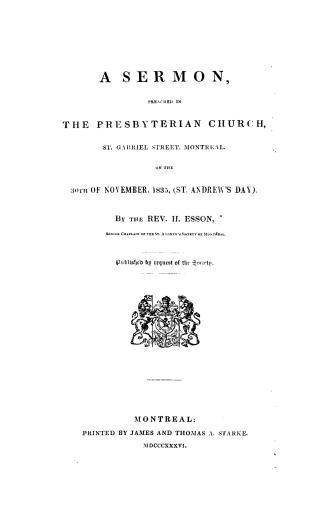 A sermon preached in the Presbyterian Church, St