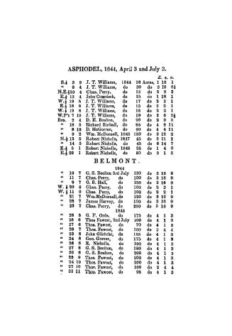 A Schedule of lands sold for taxes and not redeemed by the owners, from 1844 to 1851, (both years inclusive, ) under a by-law of the Council, of the l(...)