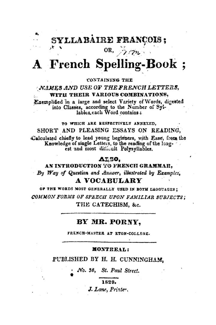 Syllabaire françois, or, A French spelling-book,