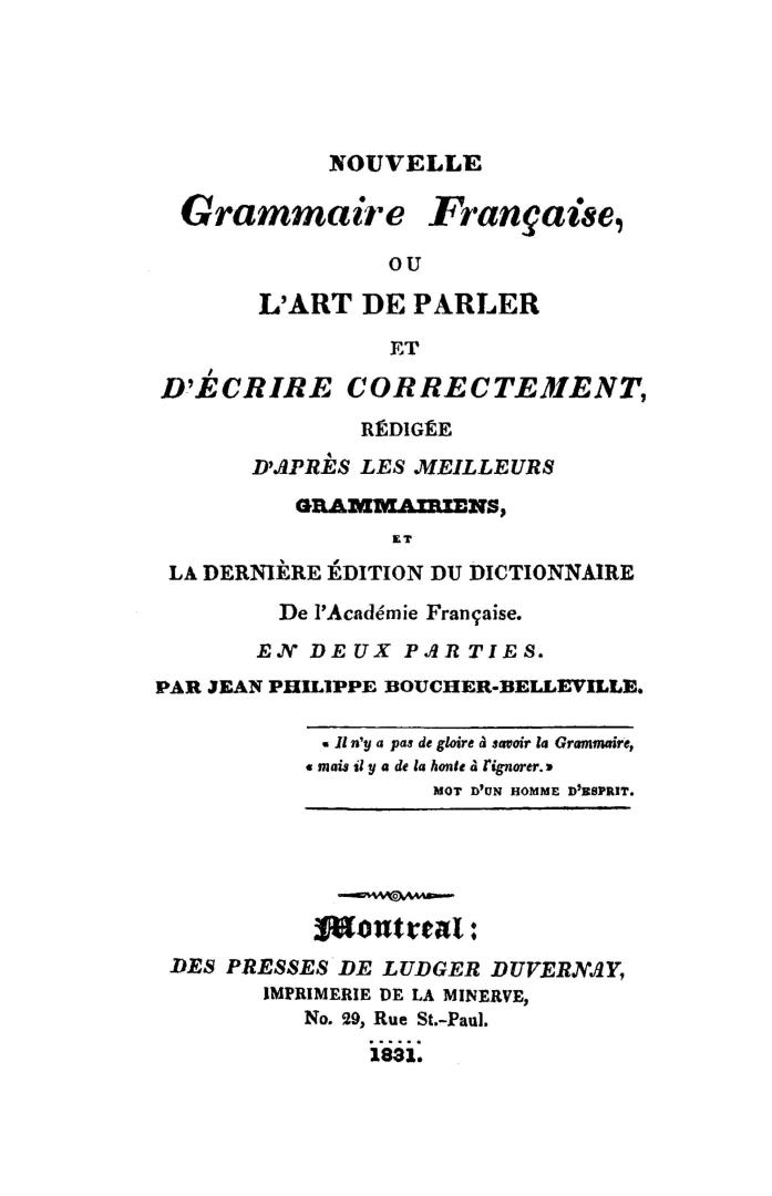 Nouvelle grammaire française, ou, L'art de parler et d'écrir correctement