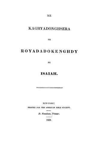 Ne kaghyadonghsera ne royadadokenghdy ne Isaiah