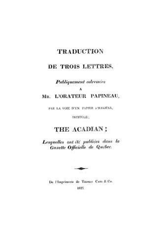 Traduction de trois lettres, publiquement adressées à Mr