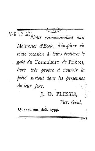 Formulaire de prieres a l'usage des pensionnaires des religieuses ursulines