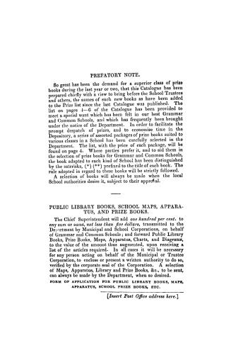 Supplementary catalogue of books for prizes in the Public Schools of Upper Canada, : supplied from the Map, Apparatus, and Library Depositories of the Educational Department for Upper Canada