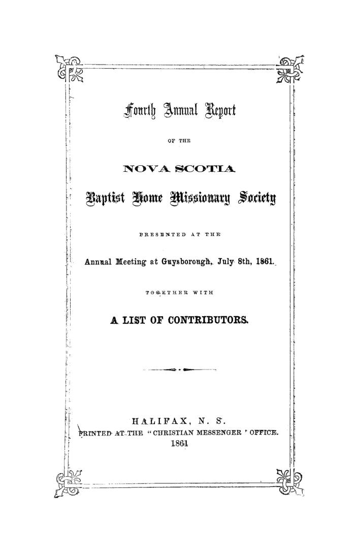 Annual report of the Nova Scotia Baptist Home Missionary Society