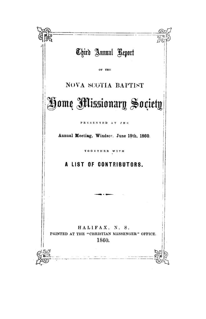 Annual report of the Nova Scotia Baptist Home Missionary Society