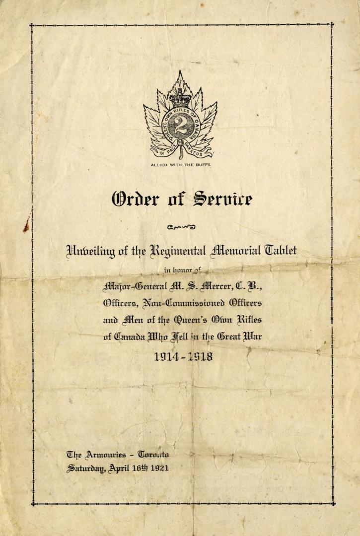 Order of service