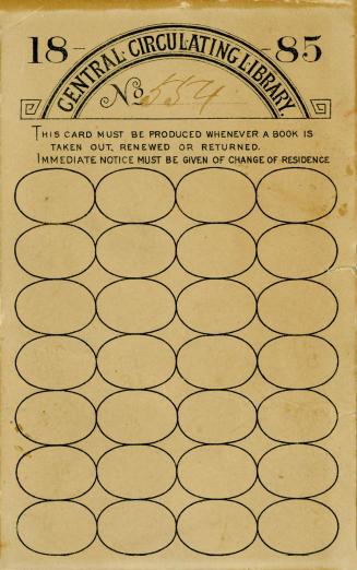 Central Circulating Library borrower's card