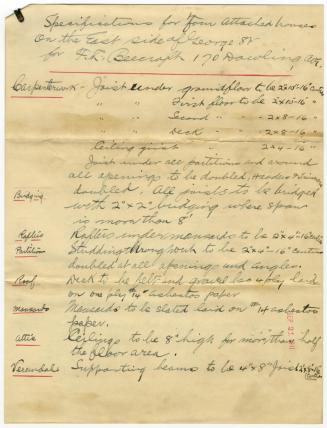 Specifications for four attached houses on the east side of George St