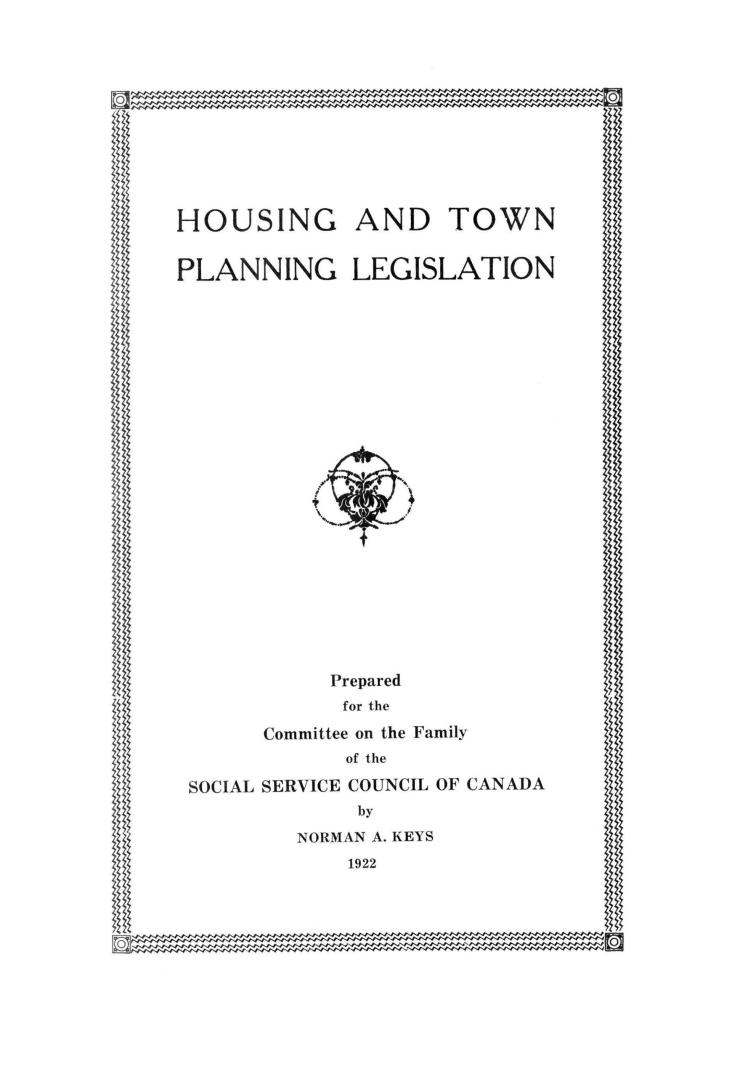 Housing and town planning legislation