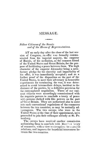 Message from the President of the United States to the two Houses of Congress at the commencement of the first session of the thirteenth Congress. May(...)