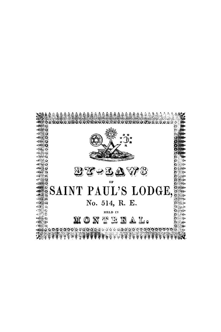 By-laws of Saint Paul's Lodge, no