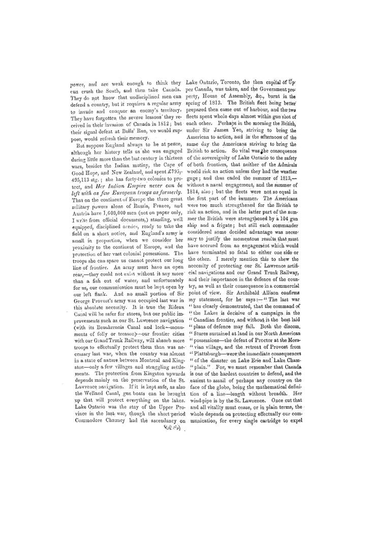 Suggestions on the defence of Canada, by the formation of flank companies from the sedentary militia, on the cheapest and most efficient principles, taking time and money into consideration