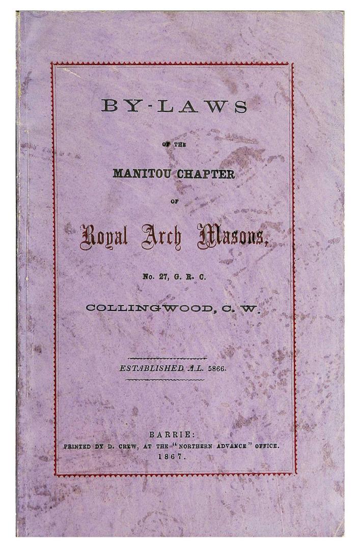 By-laws of the Manitou Chapter of Royal Arch Masons,