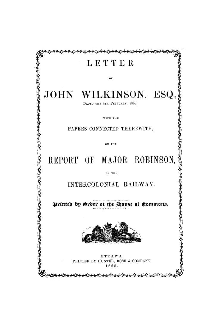 Letter ... dated the 4th February, 1852,