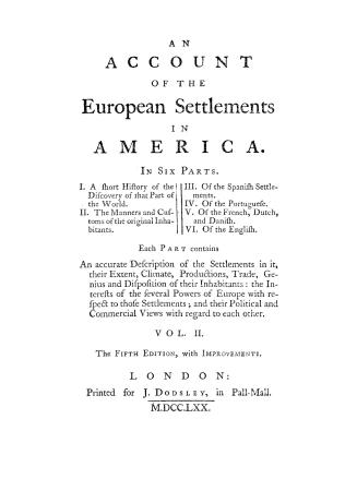 An account of the European settlements in America