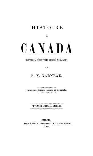 Histoire du Canada, depuis sa découverte jusqu'à nos jours