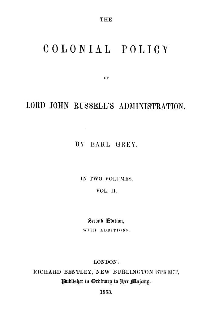 The colonial policy of Lord John Russell's administration