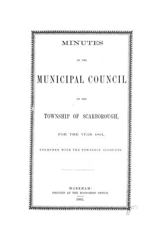 Minutes of the Municipal Council of the Township of Scarborough