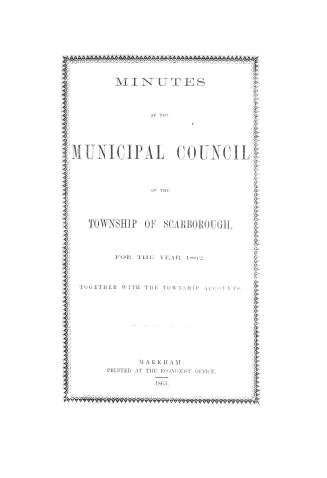 Minutes of the Municipal Council of the Township of Scarborough