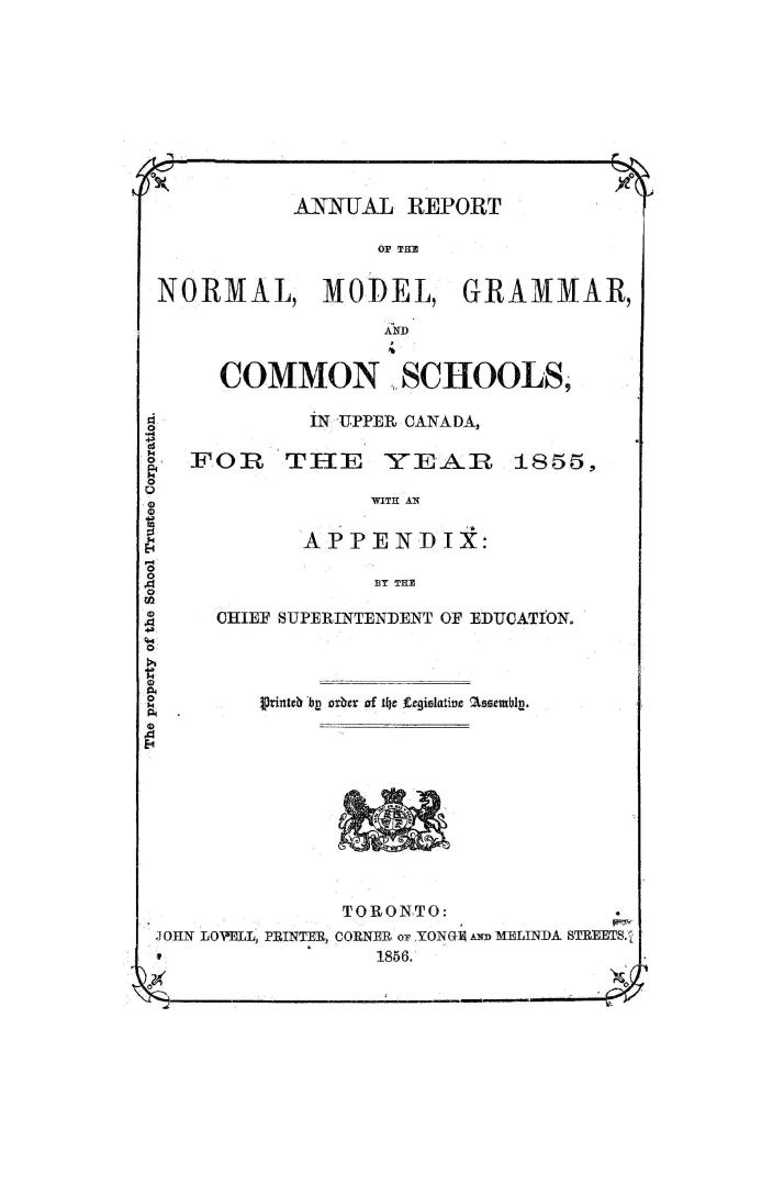 Annual report of the normal, model and common schools in Upper Canada for the year