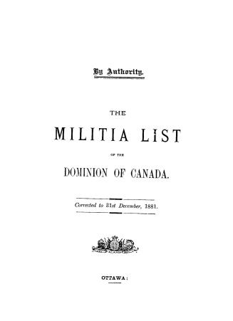 The militia list of the Dominion of Canada