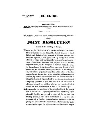 Joint resolution relative to the territory of Oregon