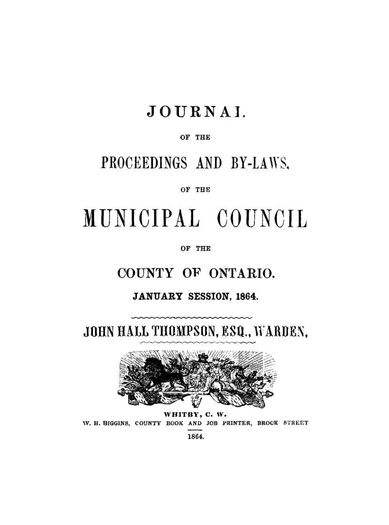 Journal of the proceedings and by-laws of the Municipal Council of the County of Ontario