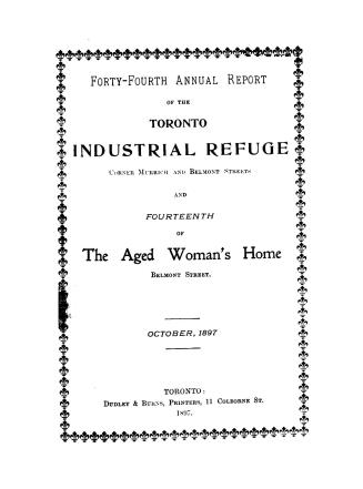 Annual report of the Toronto Industrial Refuge and Aged Woman's Home