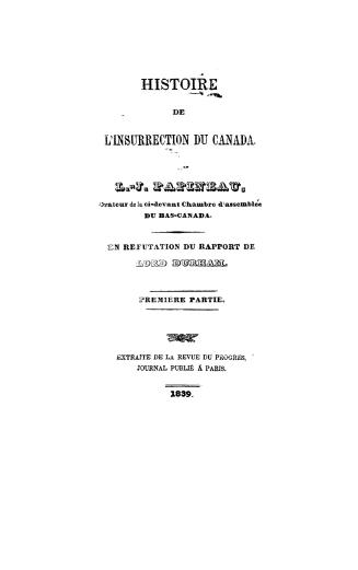 Histoire de l'insurrection du Canada