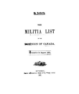 The militia list of the Dominion of Canada