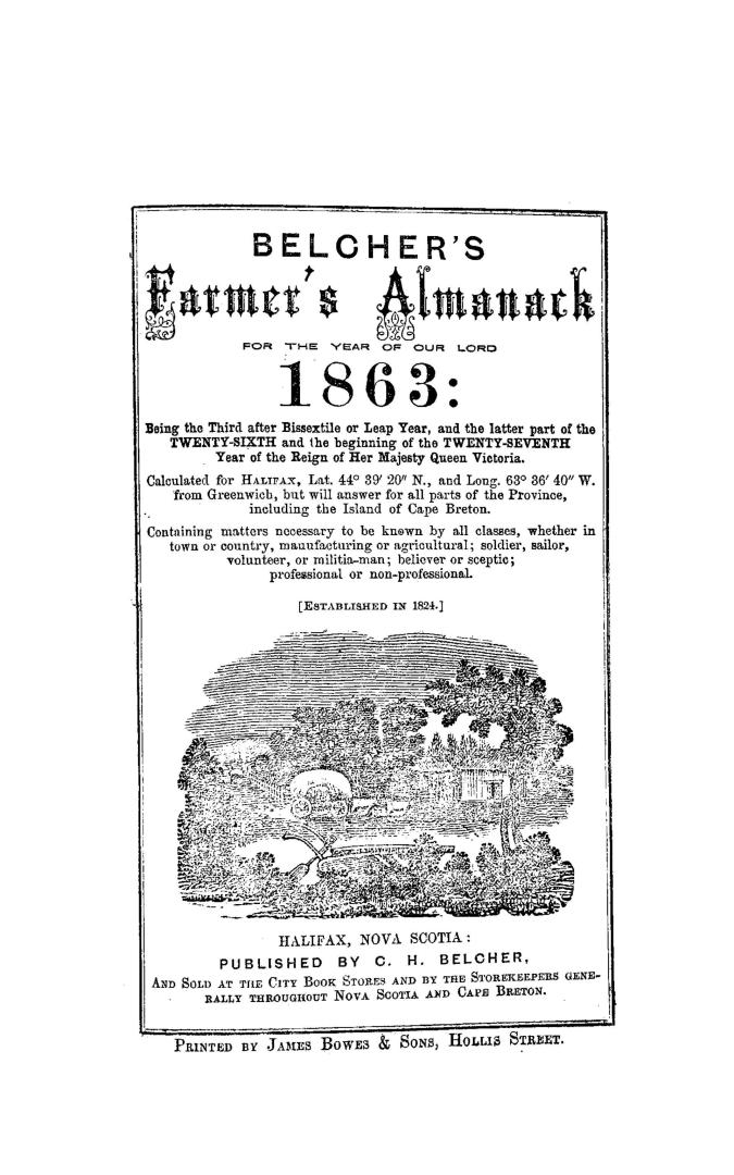 Belcher's farmer's almanack for the year of our Lord