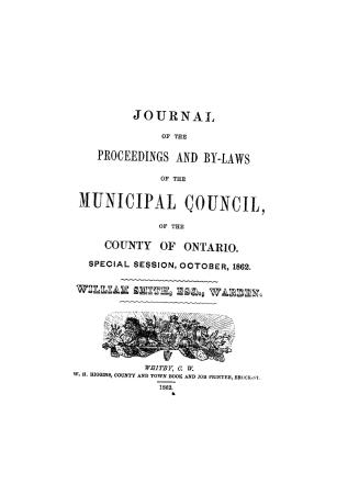 Journal of the proceedings and by-laws of the Municipal Council of the County of Ontario